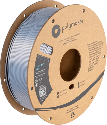 Polymaker PolyLite Silk PLA filament 1,75 mm, silver, 1 kg