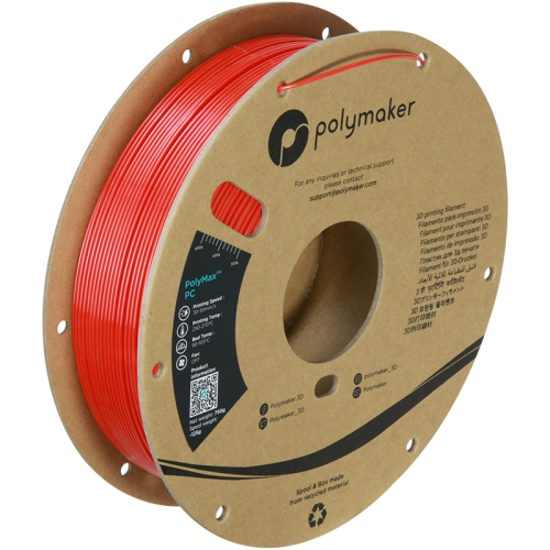 Polymaker PolyMax PC (Polycarbonate) filament 1,75 mm, red, spool 0,75 kg 