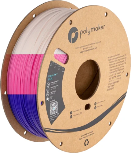 Polymaker PolyLite PLA filament 1,75 mm, which changes colour from purple to pink under the influence of temperature, 1kg