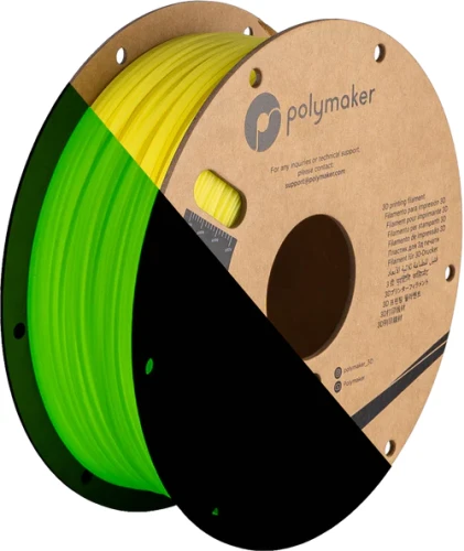 Polymaker PolyLite luminous yellow PLA filament 1,75 mm, glowing in the dark, 1 kg 