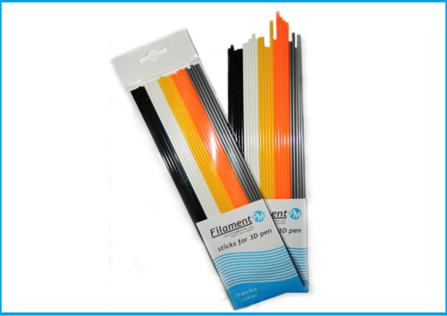 PLA sticks 2,85 mm, black, white, yellow, orange